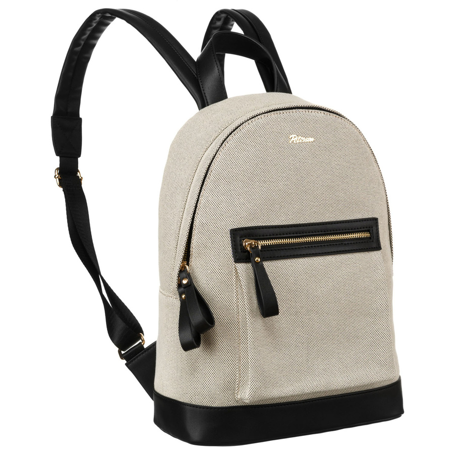 Großer, urbaner Damen Rucksack in Beige aus Canvas – Peterson