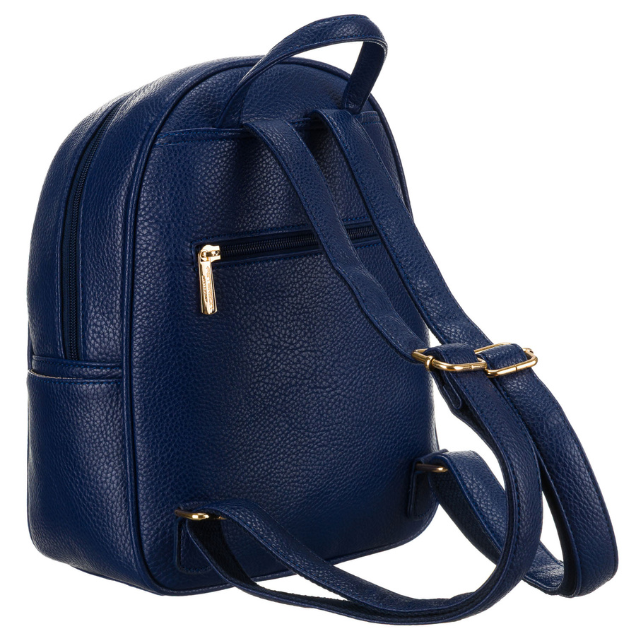 Gesteppt, modischer dunkelblauer Damen Rucksack mit goldenen Nieten aus Öko-Leder – Peterson – Bild 5