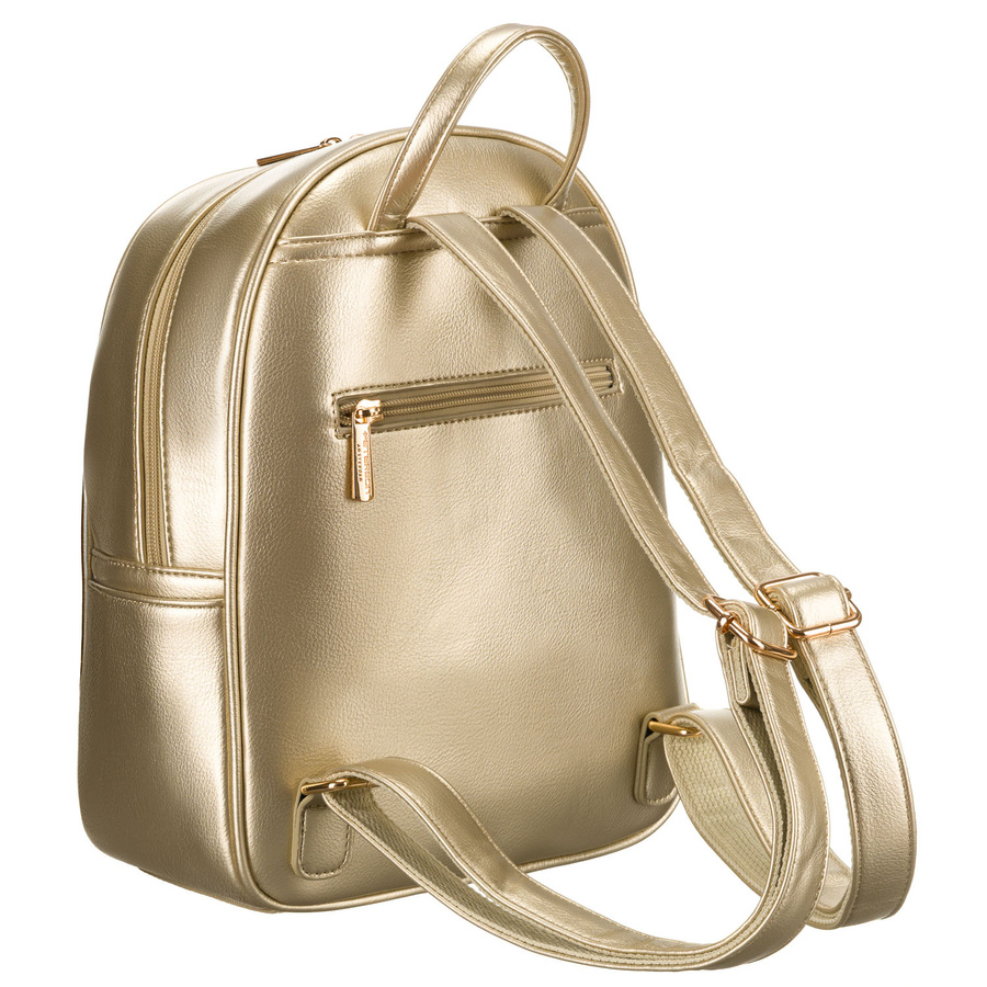 Goldener glänzender Damen Rucksack klein, gesteppt aus Öko-Leder – Peterson – Bild 7