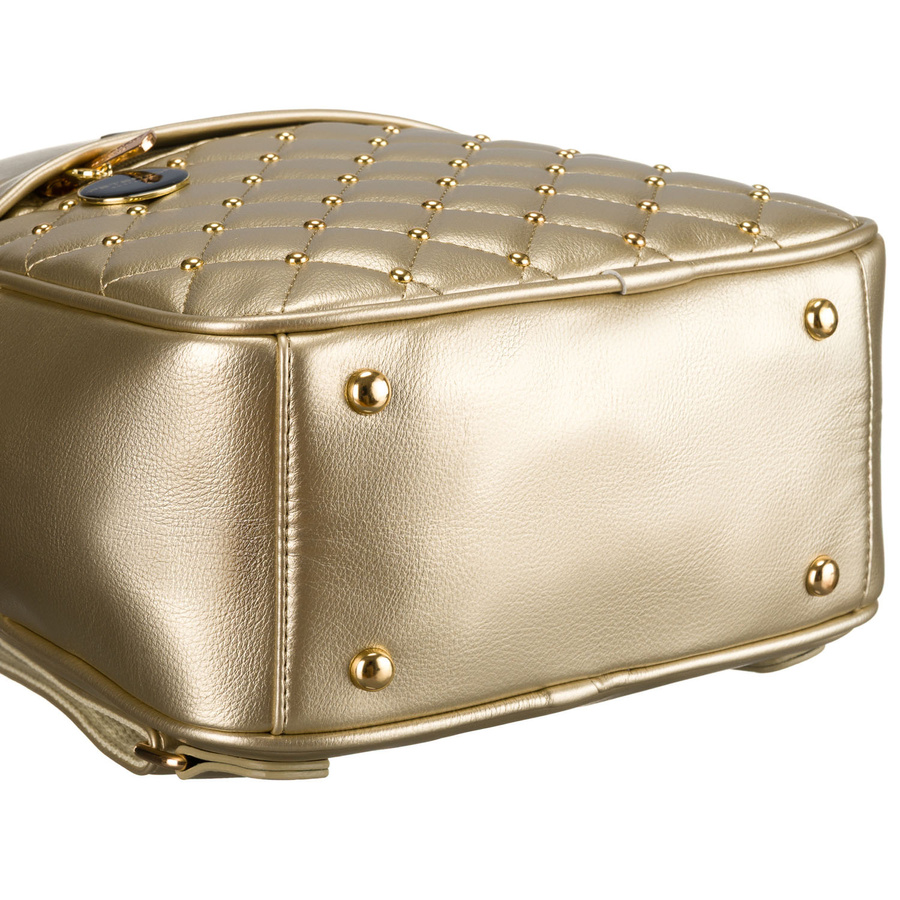 Goldener glänzender Damen Rucksack klein, gesteppt aus Öko-Leder – Peterson – Bild 8