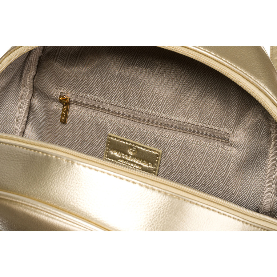 Goldener glänzender Damen Rucksack klein, gesteppt aus Öko-Leder – Peterson – Bild 10