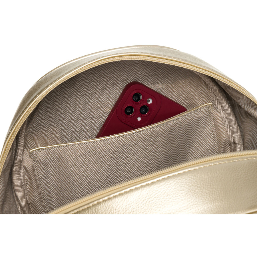 Goldener glänzender Damen Rucksack klein, gesteppt aus Öko-Leder – Peterson – Bild 11