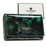 Lackierte grüne Damen Geldbörse mit Blumenmotiv aus echtem und Öko-Leder – Peterson