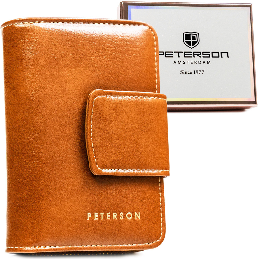 Elegante braune Damen Geldbörse aus Öko-Leder mit RFID-Schutz – Peterson