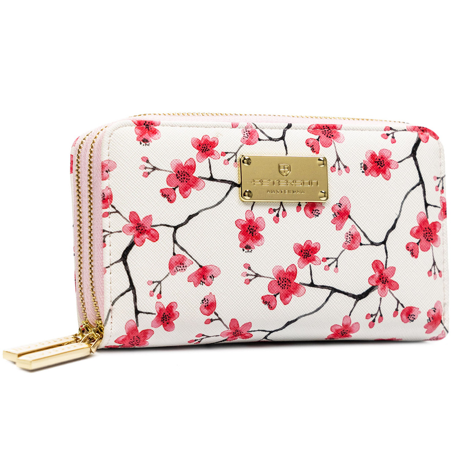 Stilvolle Damen Geldbörse aus Öko-Leder mit Blumenmuster und Reißverschluss – Peterson – Bild 2