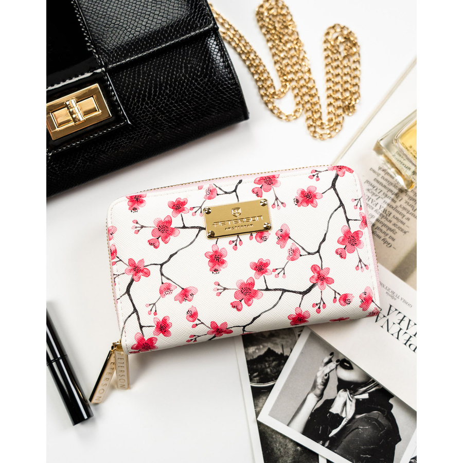 Stilvolle Damen Geldbörse aus Öko-Leder mit Blumenmuster und Reißverschluss – Peterson – Bild 3