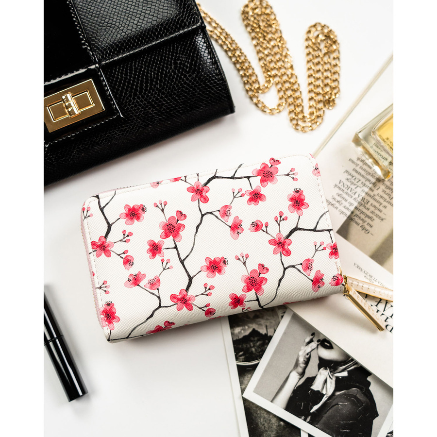 Stilvolle Damen Geldbörse aus Öko-Leder mit Blumenmuster und Reißverschluss – Peterson – Bild 4