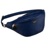 Dunkelblaue sportliche Damen Gürteltasche aus Öko-Leder für Hüfte oder Schulter – Peterson