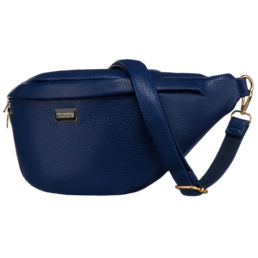 Dunkelblaue sportliche Damen Gürteltasche aus Öko-Leder für Hüfte oder Schulter – Peterson – Bild 3
