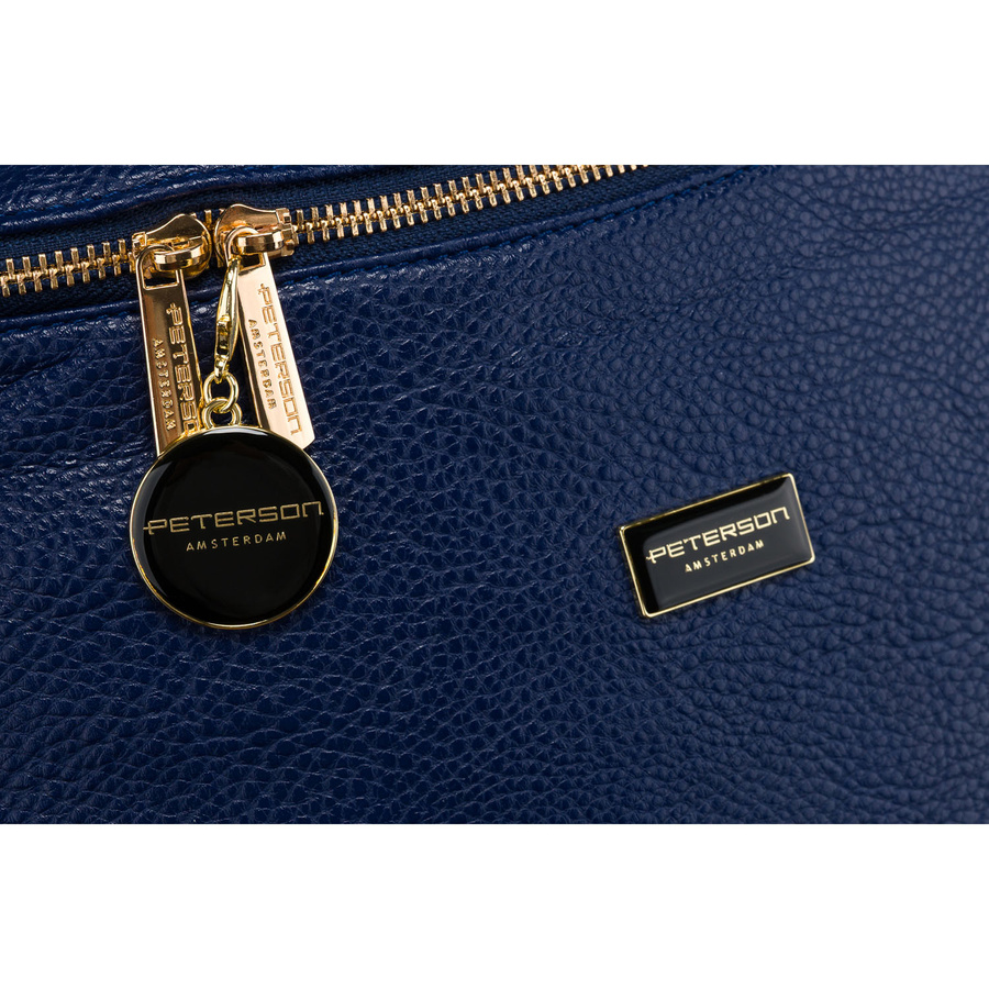 Große dunkelblaue Damen Hüfttasche aus Öko-Leder, Crossbody – Peterson – Bild 4