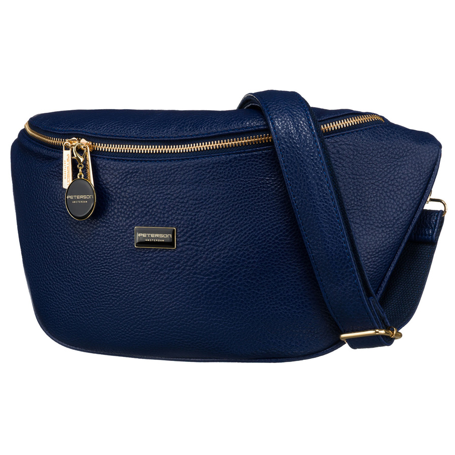 Große dunkelblaue Damen Hüfttasche aus Öko-Leder, Crossbody – Peterson – Bild 3