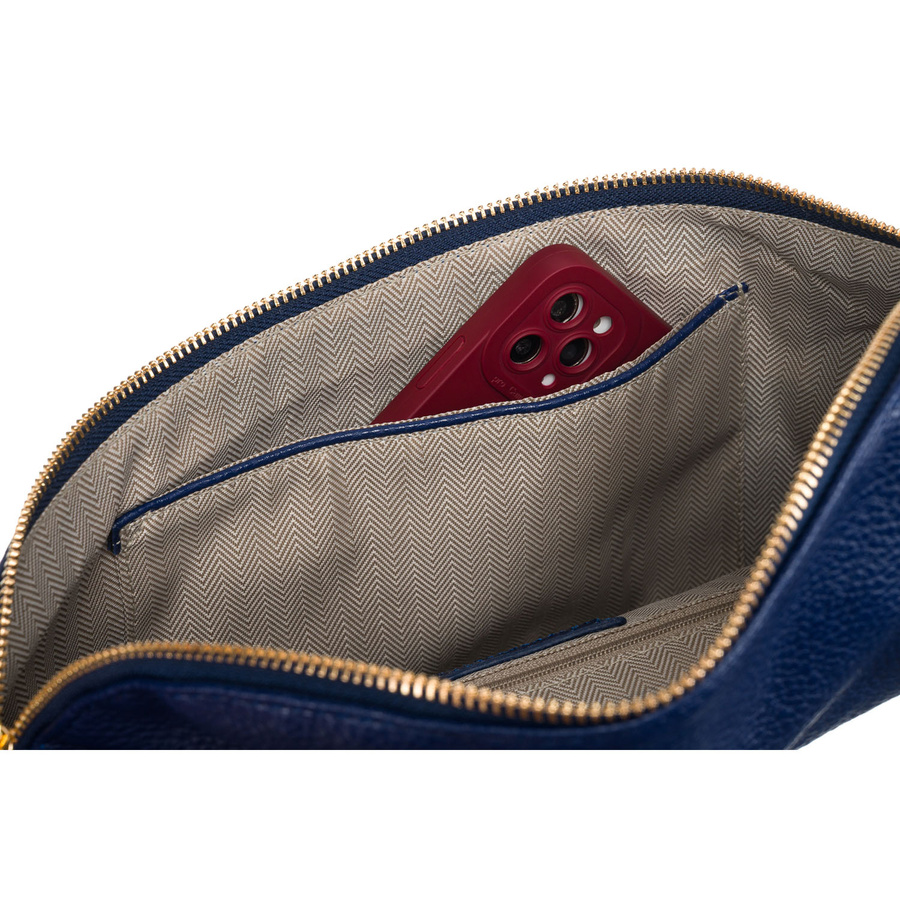 Große dunkelblaue Damen Hüfttasche aus Öko-Leder, Crossbody – Peterson – Bild 7