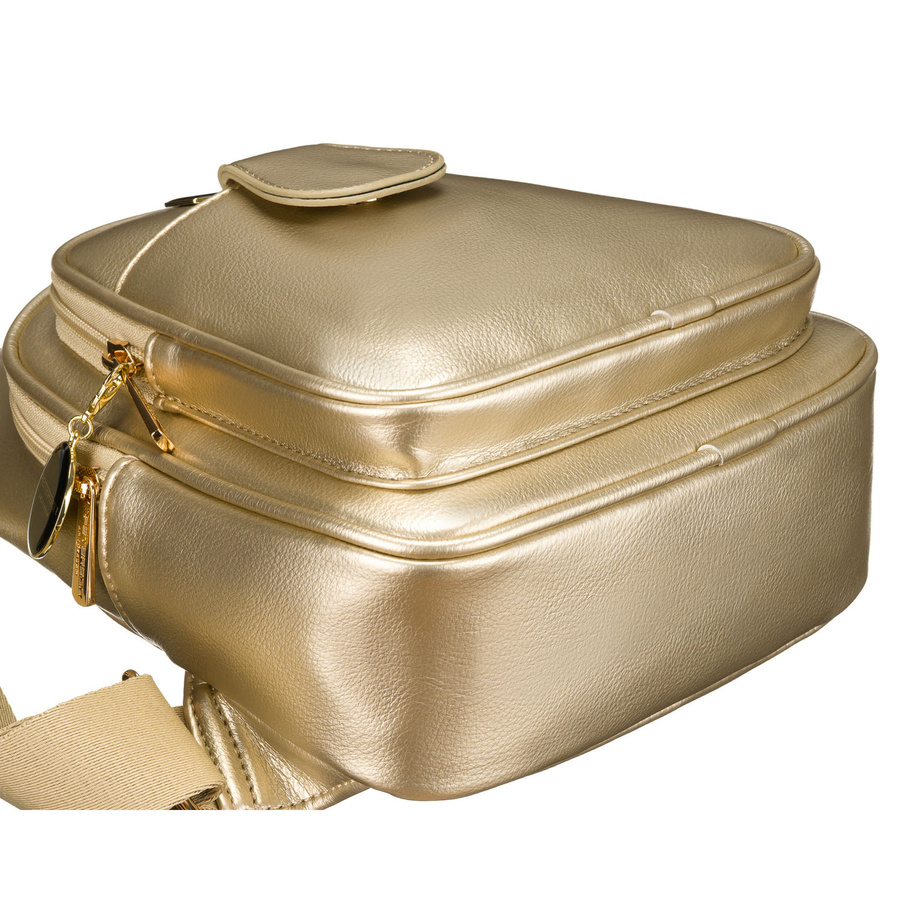 Goldene glänzende Damen Gürteltasche aus Öko-Leder, Ein-Schulter-Rucksack – Peterson – Bild 5