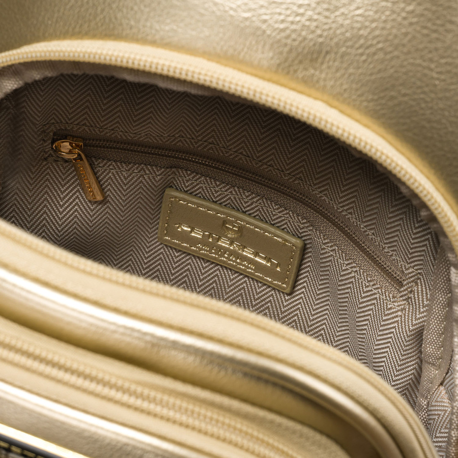 Goldene glänzende Damen Gürteltasche aus Öko-Leder, Ein-Schulter-Rucksack – Peterson – Bild 6