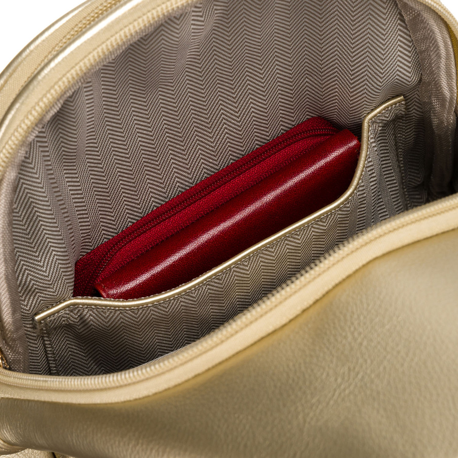 Goldene glänzende Damen Gürteltasche aus Öko-Leder, Ein-Schulter-Rucksack – Peterson – Bild 7