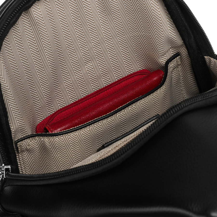 Schwarze funktionale Damen Gürteltasche mit breitem verstellbarem Gurt, Crossbody aus Öko-Leder – Peterson – Bild 7