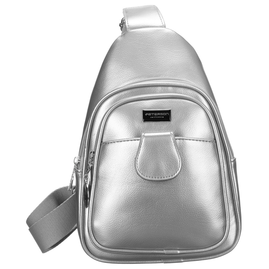 Modische Damen Gürteltasche aus Öko-Leder in Silber, Crossbody – Peterson