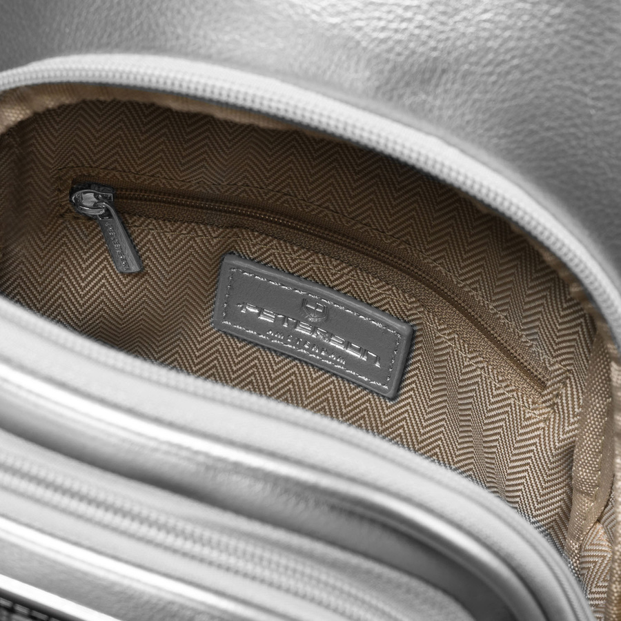 Modische Damen Gürteltasche aus Öko-Leder in Silber, Crossbody – Peterson – Bild 6