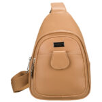 Sportliche beige Damen Gürteltasche Crossbody aus Öko-Leder – Peterson