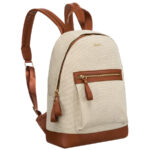 Großer, urbaner Damen Rucksack in Beige-Braun mit Außentasche – Peterson