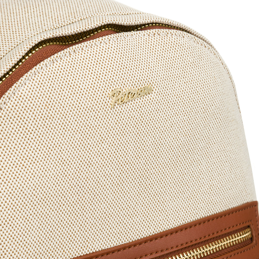 Großer, urbaner Damen Rucksack in Beige-Braun mit Außentasche – Peterson – Bild 4