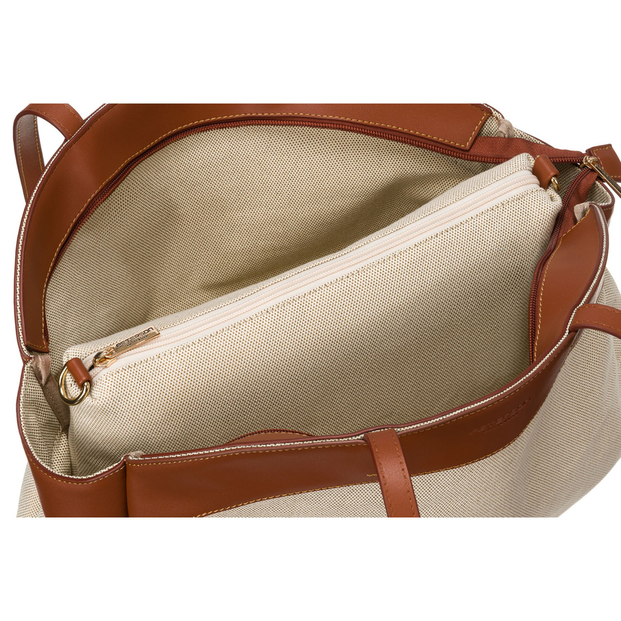 Große Damen Tasche aus Echtleder und Polyamidfaser in Beige-Braun – Peterson – Bild 9