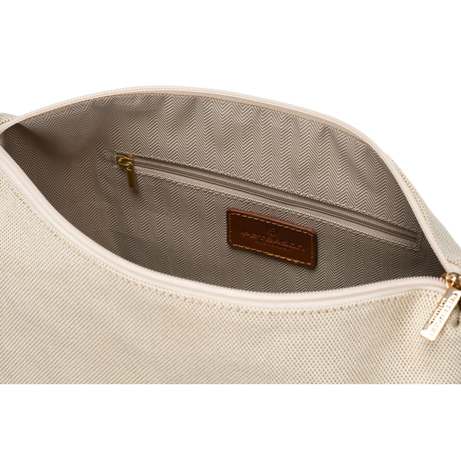 Große Damen Tasche aus Echtleder und Polyamidfaser in Beige-Braun – Peterson – Bild 6
