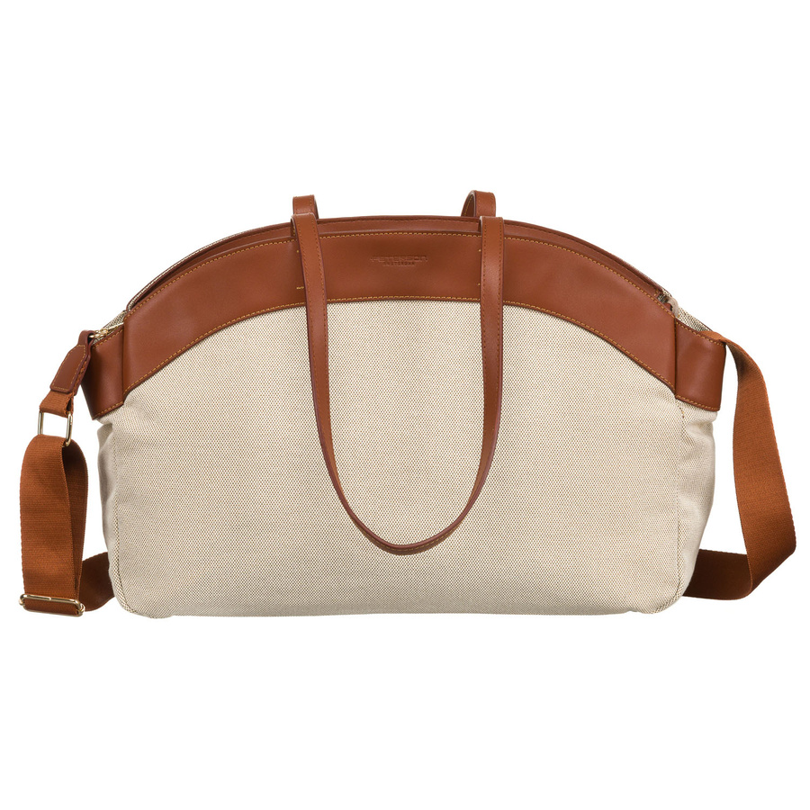 Große Damen Tasche aus Echtleder und Polyamidfaser in Beige-Braun – Peterson – Bild 3