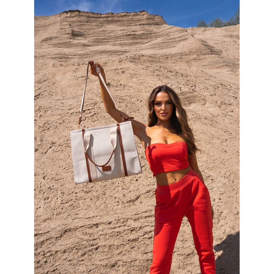Modische Damen Shopper Tasche in Braun-Beige mit verstellbarem Gurt – Peterson – Bild 11