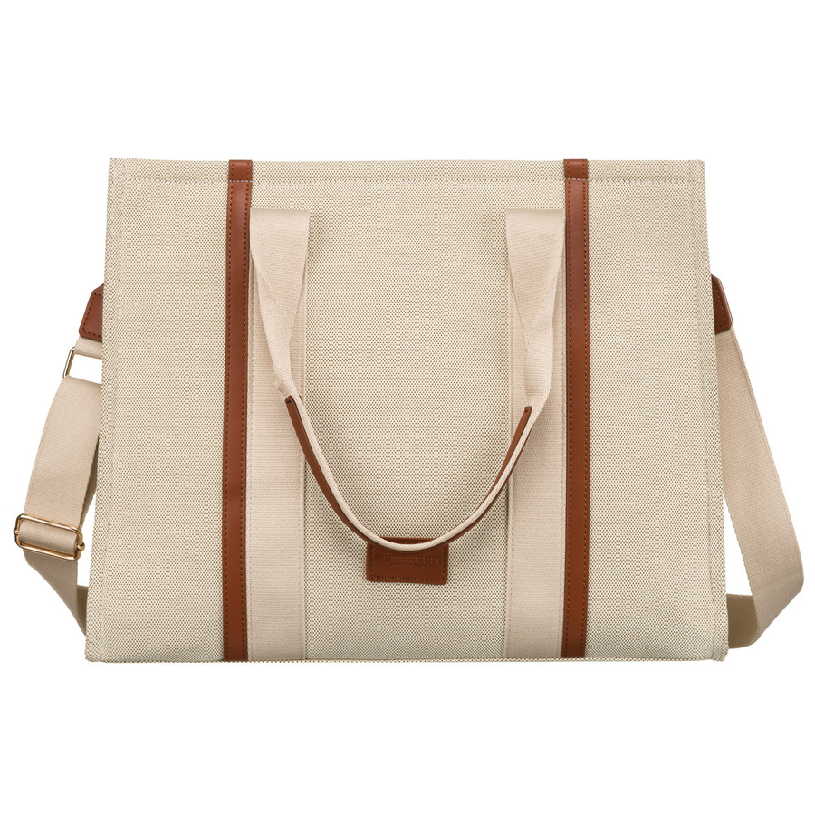 Modische Damen Shopper Tasche in Braun-Beige mit verstellbarem Gurt – Peterson – Bild 5