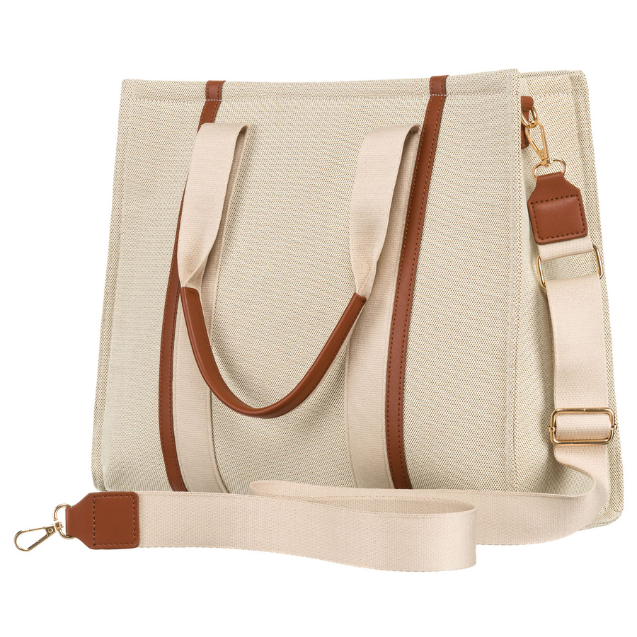 Modische Damen Shopper Tasche in Braun-Beige mit verstellbarem Gurt – Peterson – Bild 9