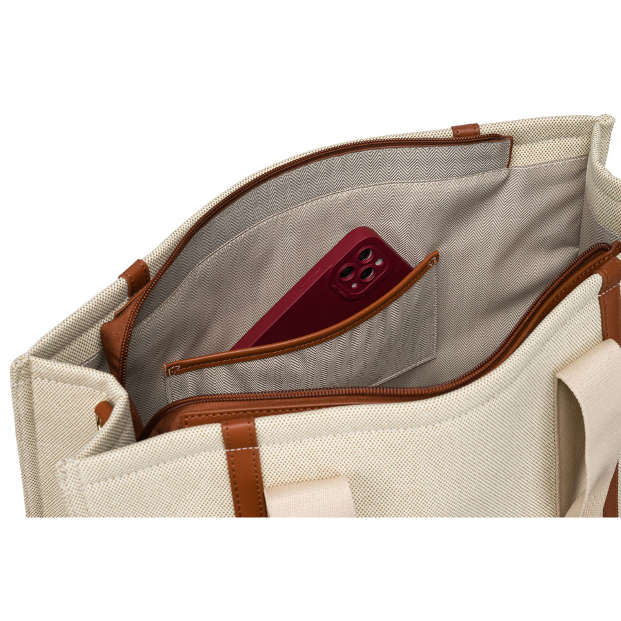 Modische Damen Shopper Tasche in Braun-Beige mit verstellbarem Gurt – Peterson – Bild 15