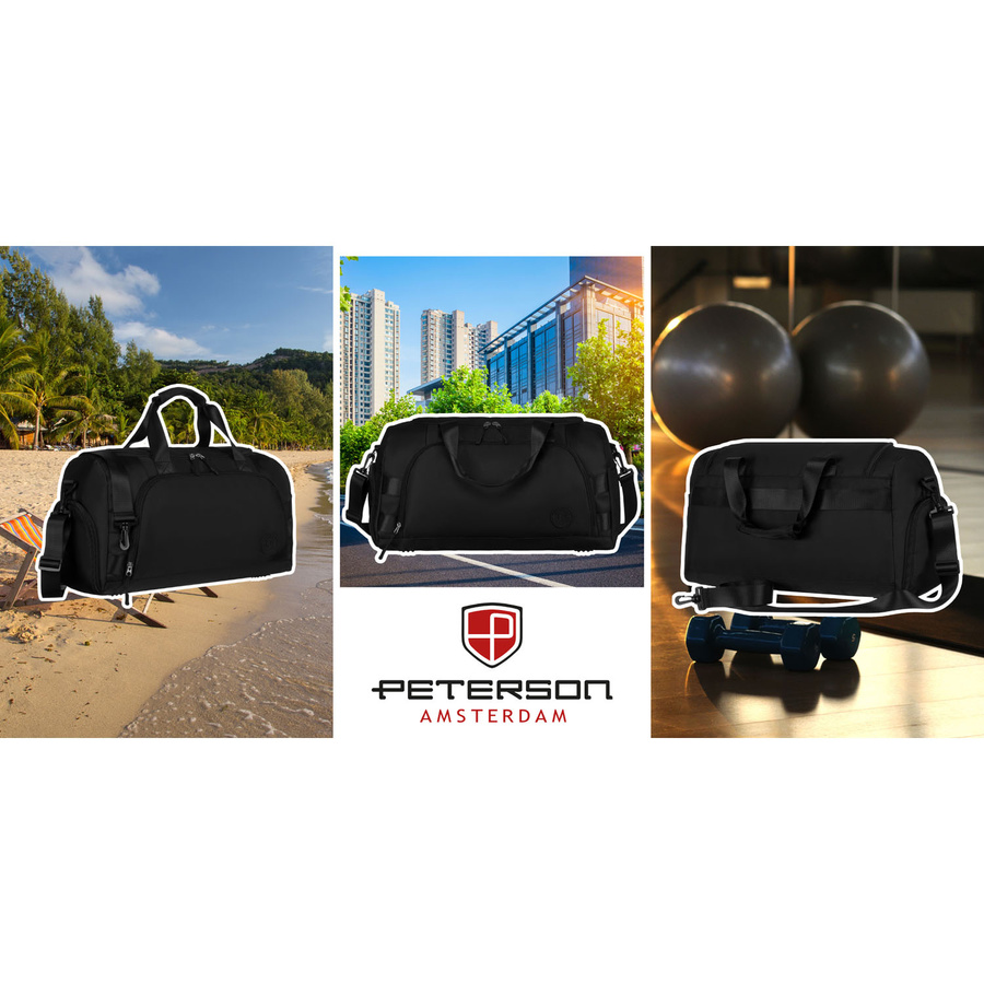 Schwarze Reisetasche mit Koffergurt – Peterson – Bild 6