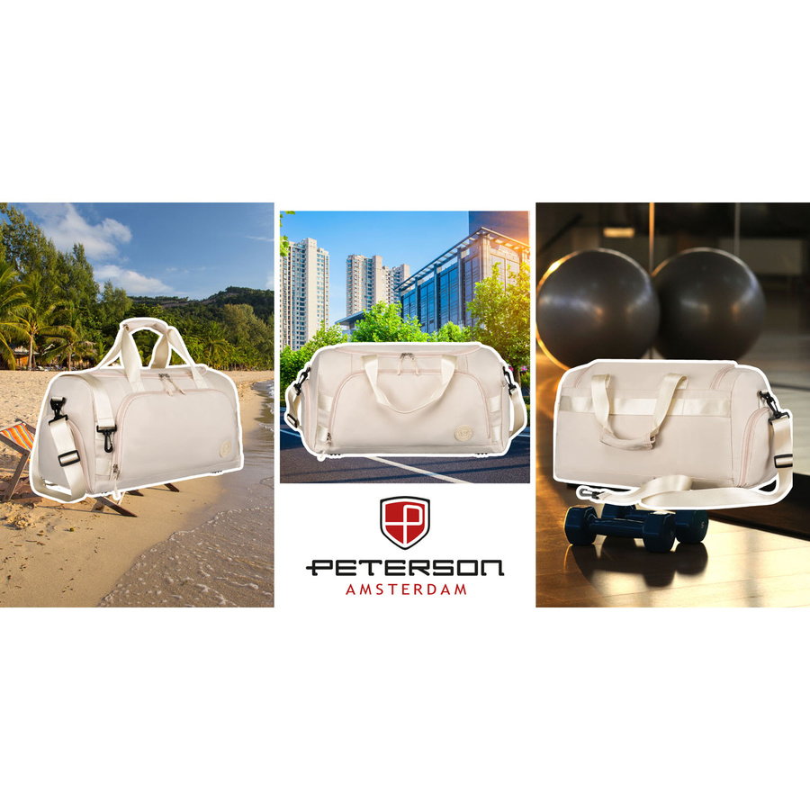 Beige Reisetasche oder Sporttasche aus Polyester – Peterson – Bild 11