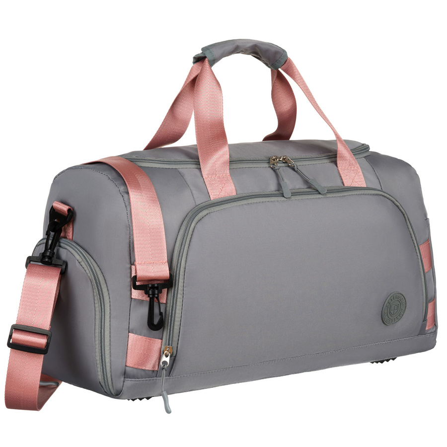Wochenend-Reisetasche in Grau-Rosa mit Koffergurt – Peterson