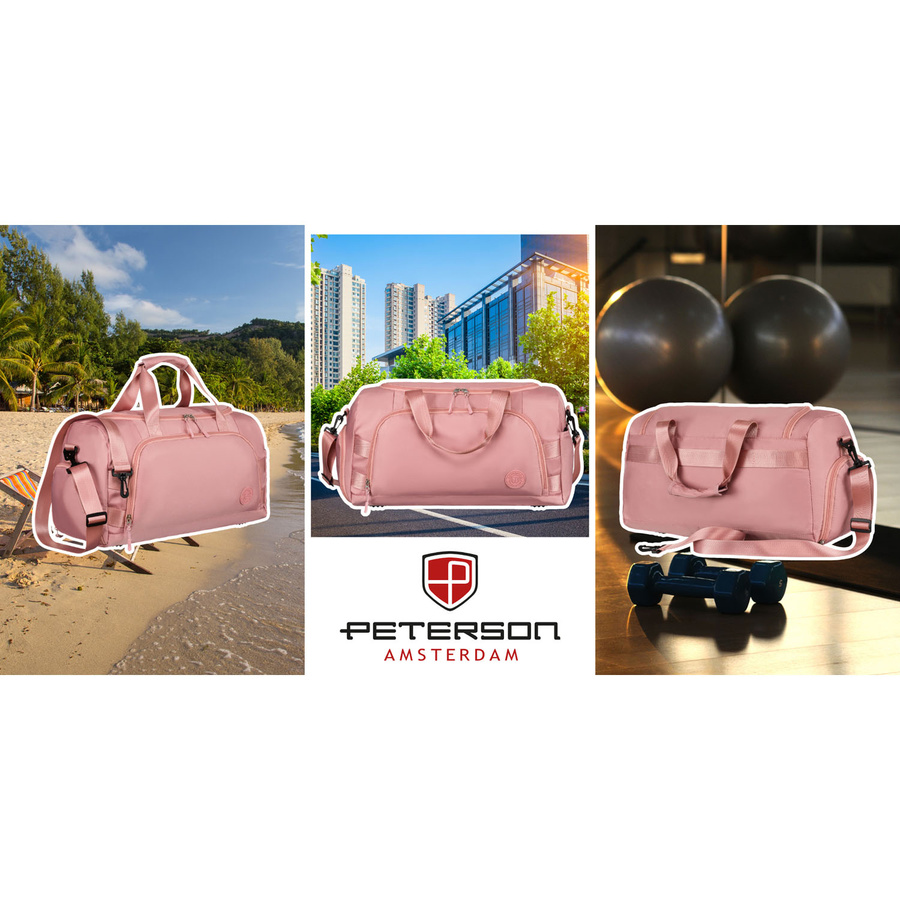 Rosa Wochenend-Reisetasche mit seitlichem Schuhfach – Peterson – Bild 7