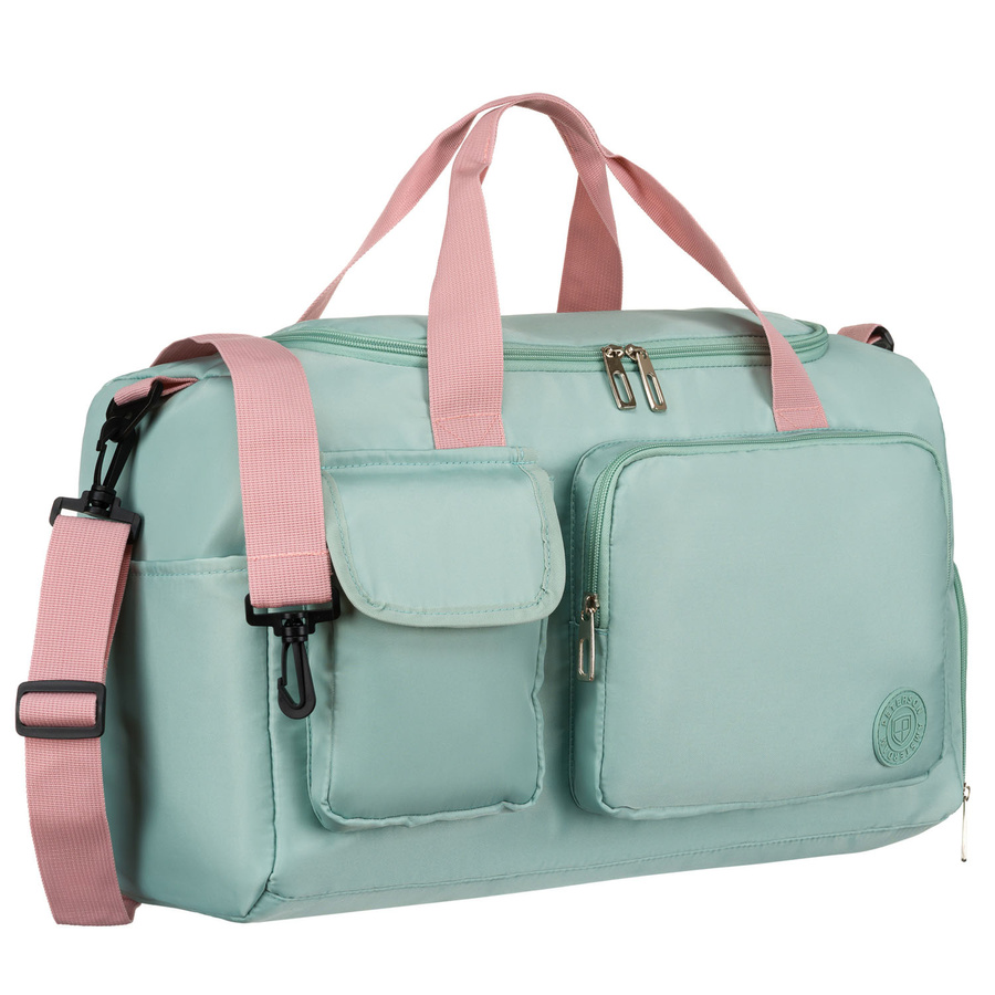 Grün-Rosa Reisetasche aus Polyester mit Reißverschluss – Peterson