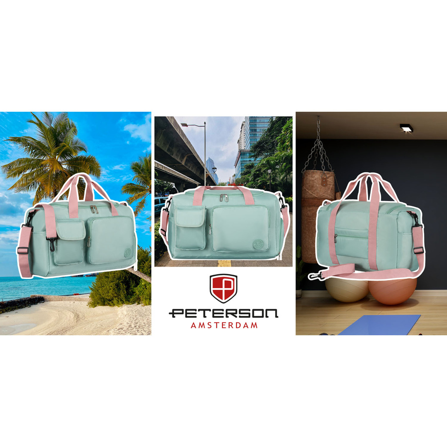 Grün-Rosa Reisetasche aus Polyester mit Reißverschluss – Peterson – Bild 9