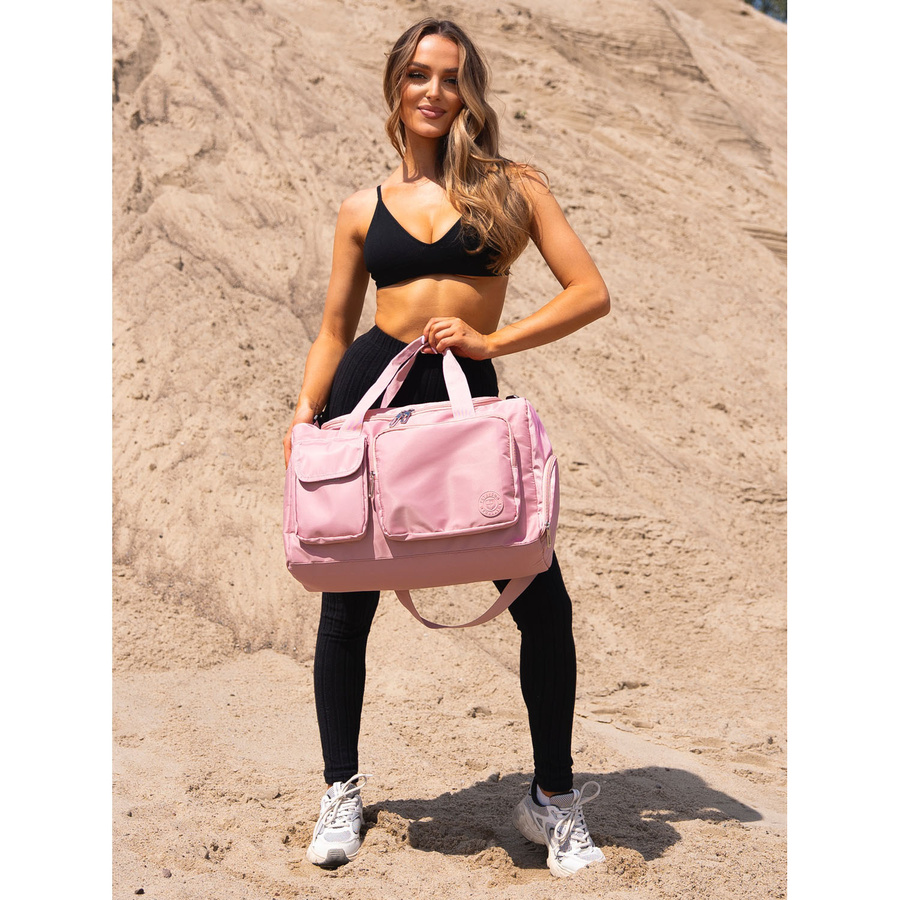 Rosa Wochenendtasche aus Polyester mit Außentaschen – Peterson – Bild 7