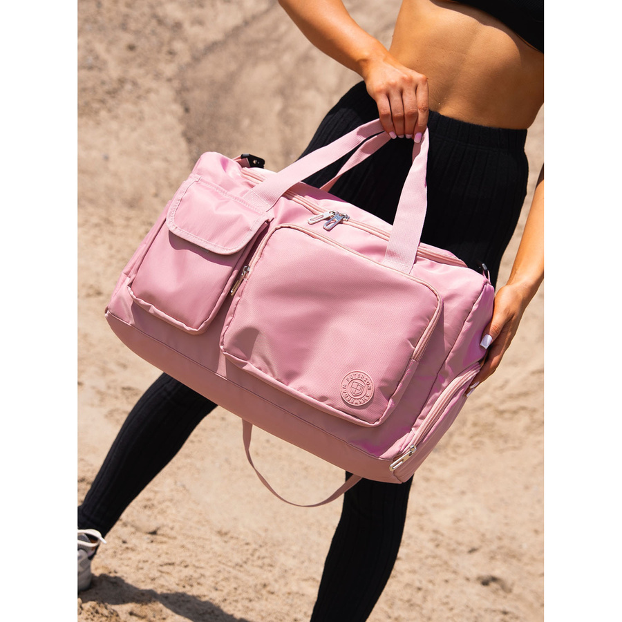 Rosa Wochenendtasche aus Polyester mit Außentaschen – Peterson – Bild 2