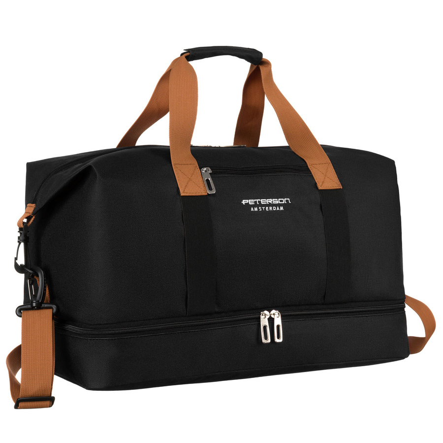 Reisetasche aus schwarzem Polyester mit abnehmbarem Schultergurt – Peterson
