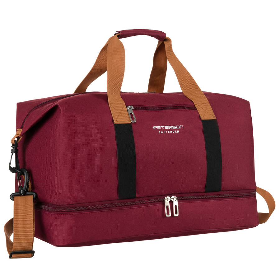 Geräumige Wochenendtasche aus Polyester in Weinrot mit Reißverschluss – Peterson
