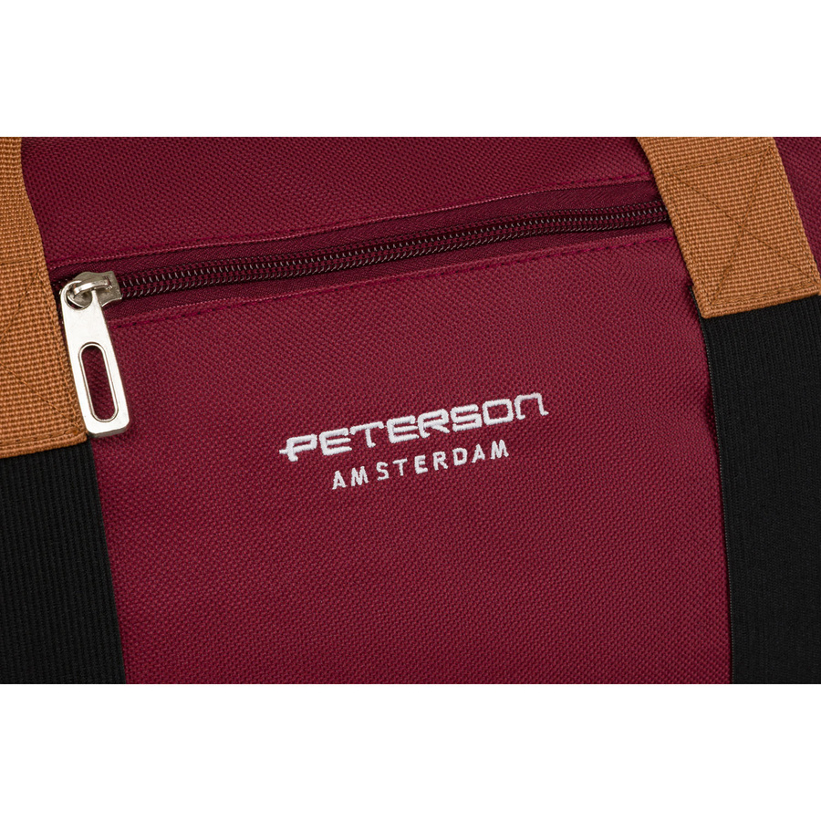Geräumige Wochenendtasche aus Polyester in Weinrot mit Reißverschluss – Peterson – Bild 12