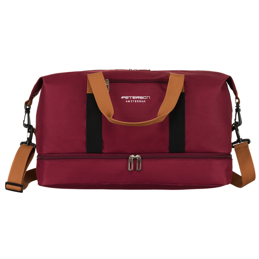 Geräumige Wochenendtasche aus Polyester in Weinrot mit Reißverschluss – Peterson – Bild 5
