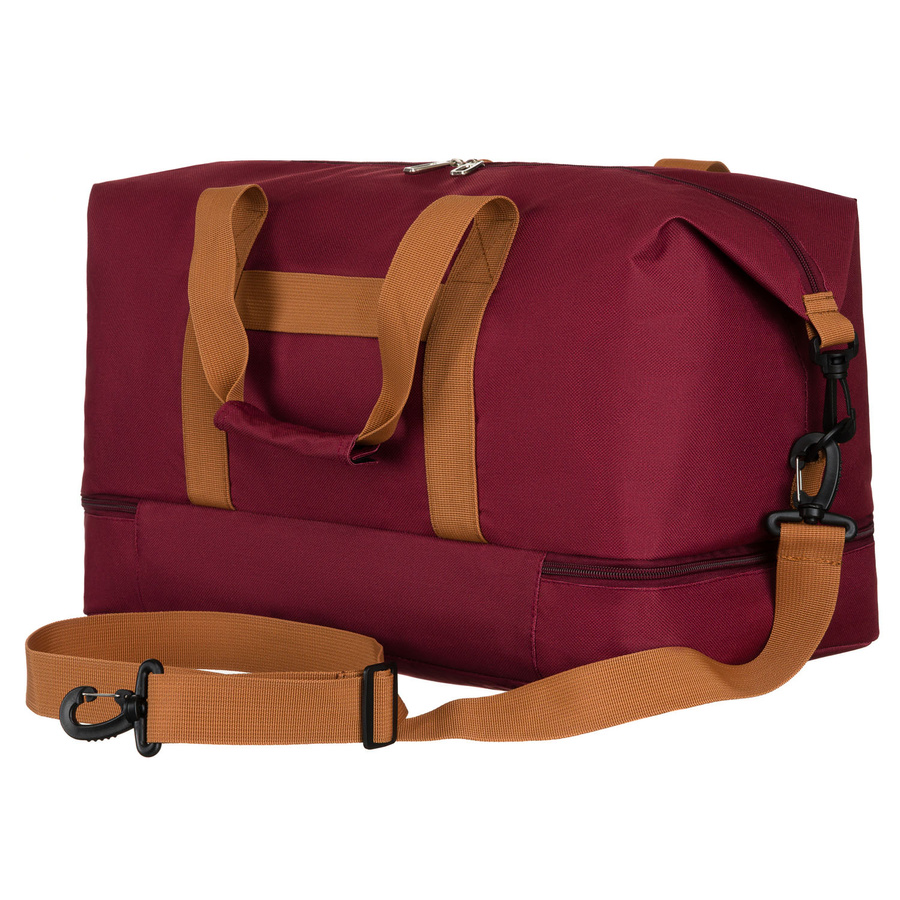 Geräumige Wochenendtasche aus Polyester in Weinrot mit Reißverschluss – Peterson – Bild 9