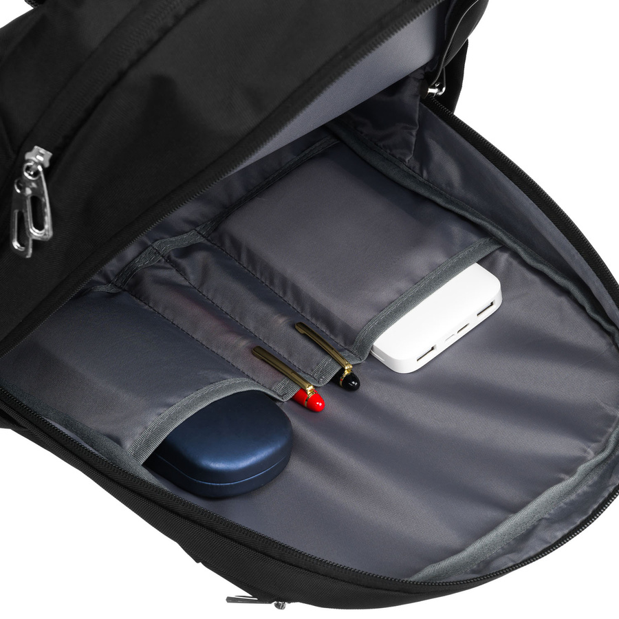 Städtischer, geräumiger Rucksack aus schwarzem Nylon mit Laptopfach – Peterson – Bild 9