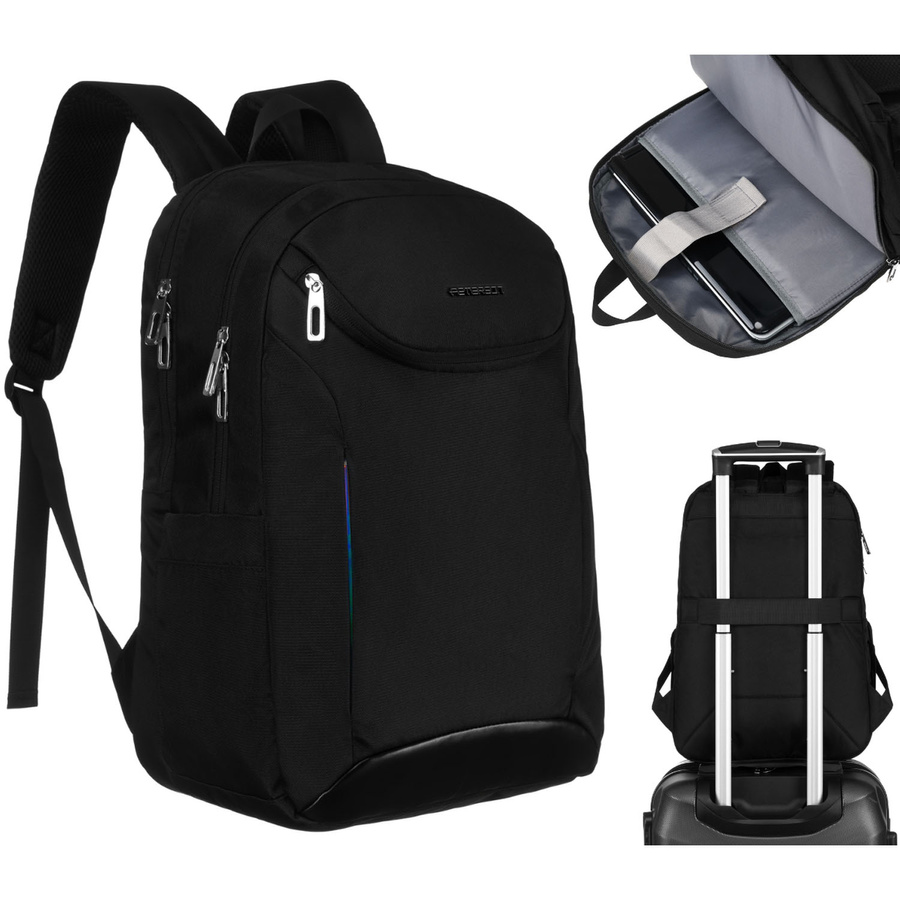 Städtischer, geräumiger Rucksack aus schwarzem Nylon mit Laptopfach – Peterson