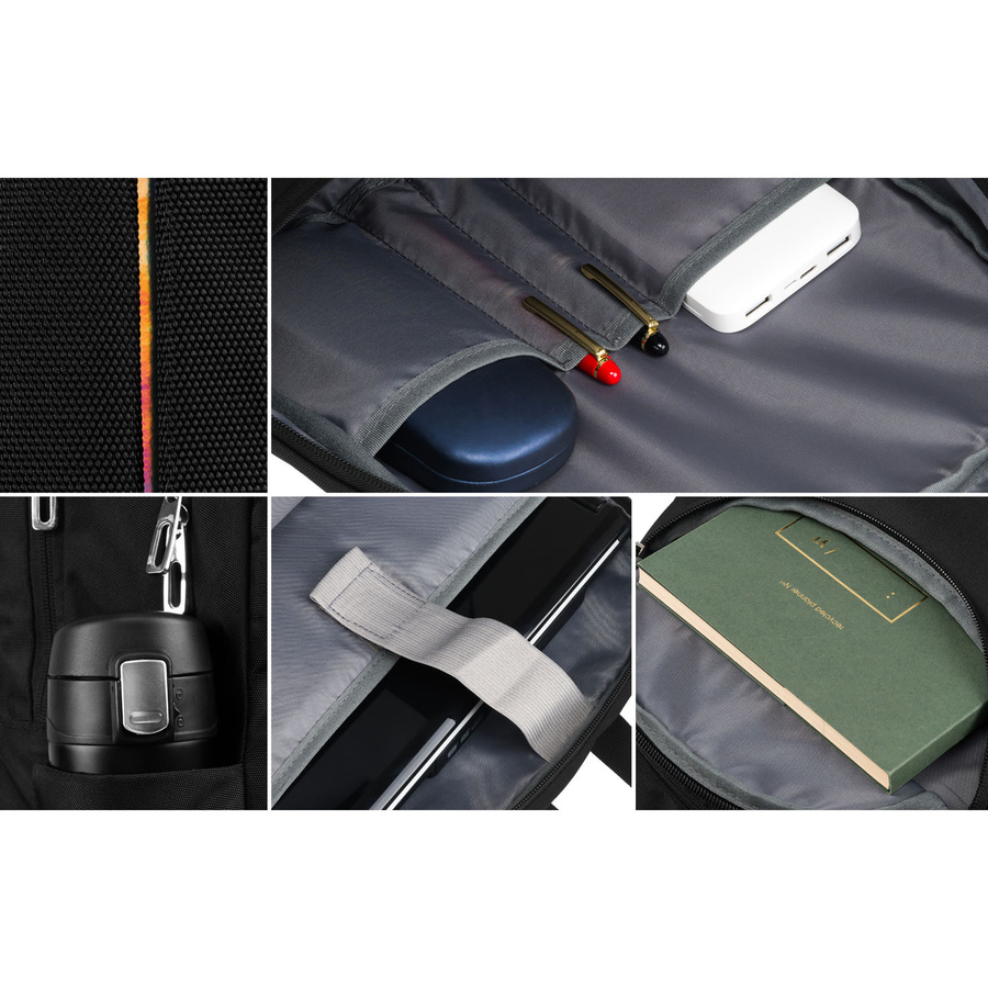 Städtischer, geräumiger Rucksack aus schwarzem Nylon mit Laptopfach – Peterson – Bild 14