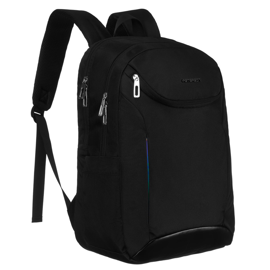 Städtischer, geräumiger Rucksack aus schwarzem Nylon mit Laptopfach – Peterson – Bild 2