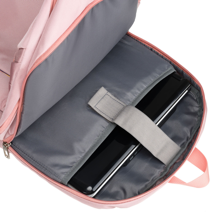 Rosa, urbaner und geräumiger Rucksack aus Nylon mit Laptopfach – Peterson – Bild 17